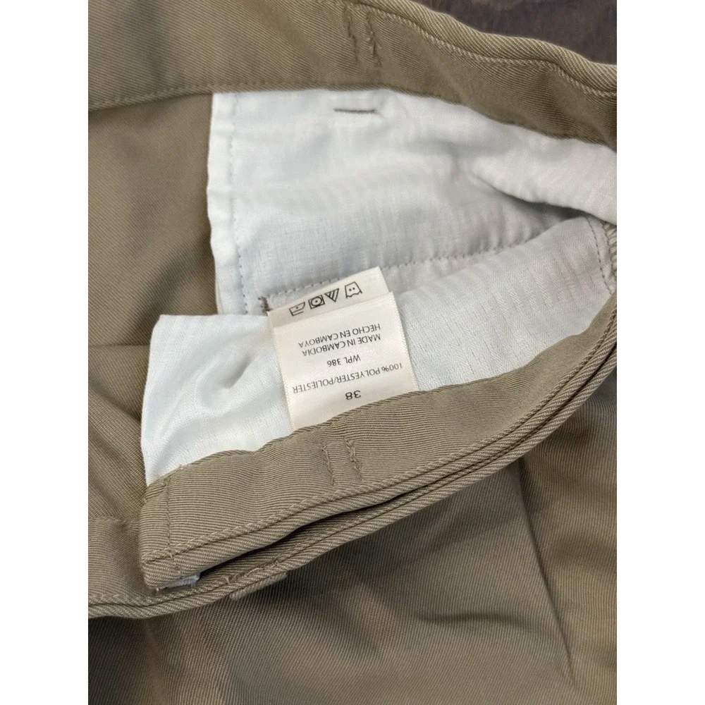 Haggar Mens Pleated Beige Shorts Size 38W Expandable Waist Stretch 9